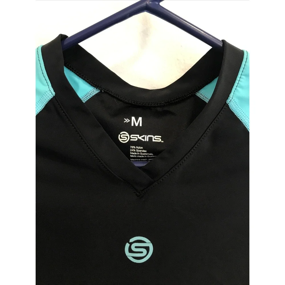 Skins Cycling Long Sleeve Black Blue Cycling Shirt Size Youth M